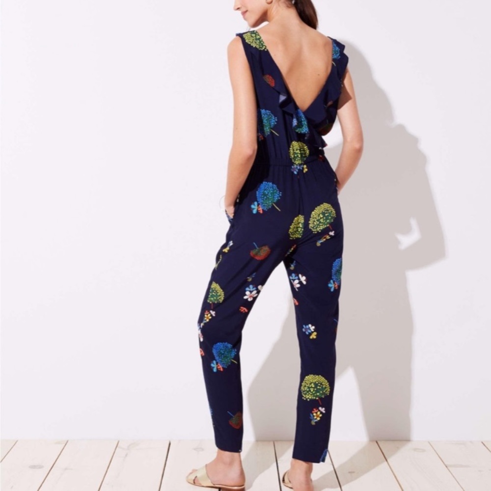 Size 14 Loft Hummingbird/Floral Jumpsuit. Good condition, lightly worn.